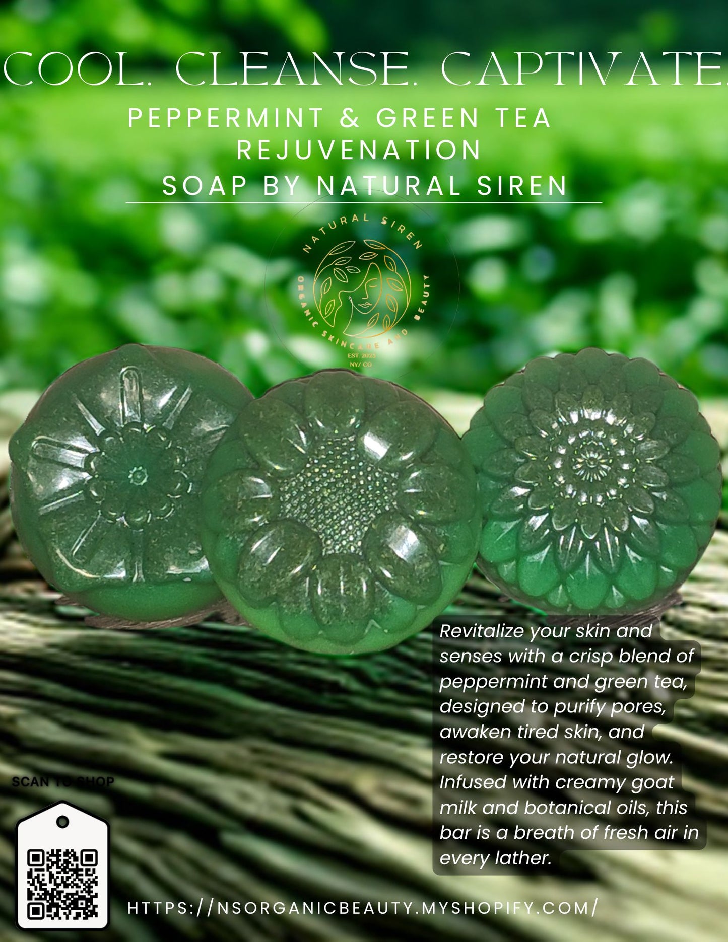 Peppermint & Green Tea Rejuvenation Soap by Natural Siren